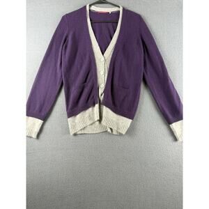 Cashmere Cashmere purple gray 100% cashmere full button sweater cardigan medium